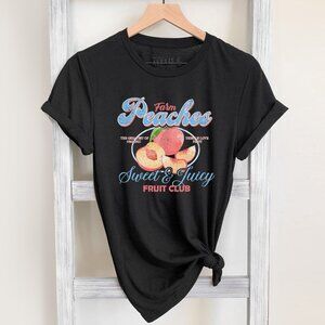 Peach Shirt, Vintage Graphic Fruit Shirt, Boho Shirt, Fruit Tee Shirt